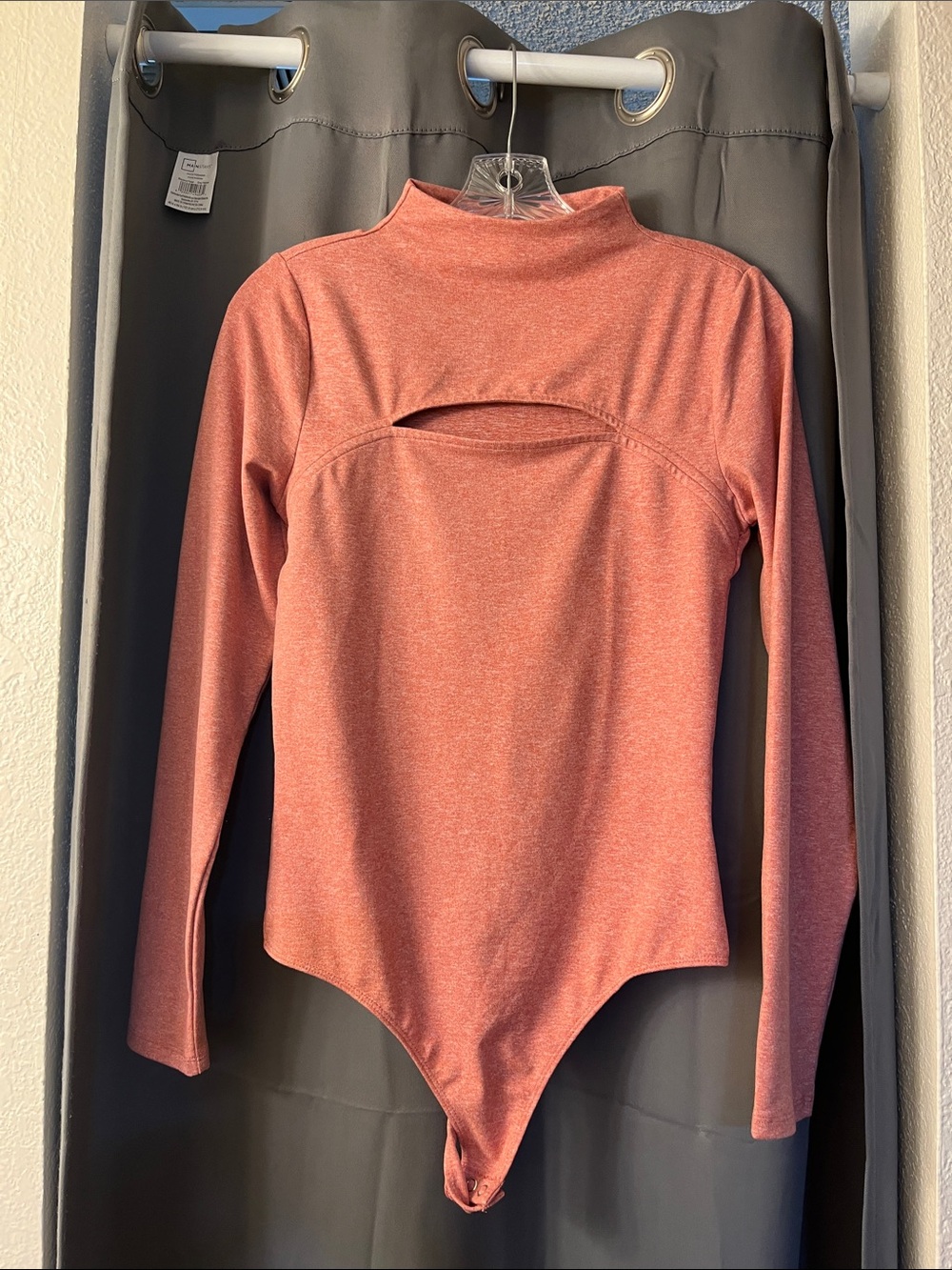 Express Women's Mock Neck Bodysuit in Heathered Coral